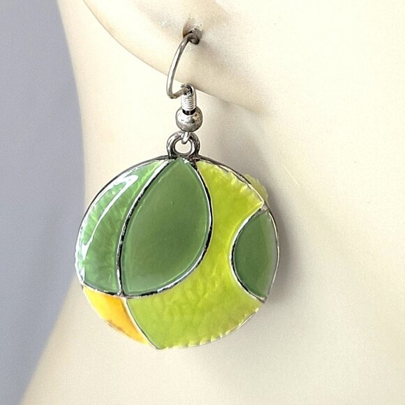 Green Round Earrings - Picture 2 of 9